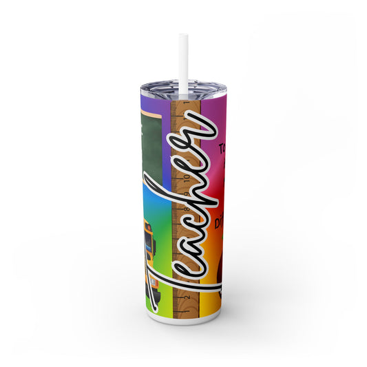 Colorful Teacher Skinny Tumbler with Straw - 20oz Personalized Gift for Educators
