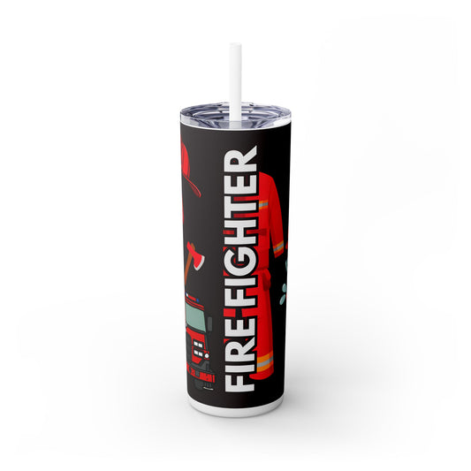 Firefighter Skinny Tumbler with Straw - 20oz Drinkware for Firefighter Enthusiasts