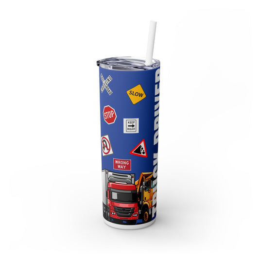 Truck Driver Skinny Tumbler with Straw - 20oz | Fun and Functional Travel Mug