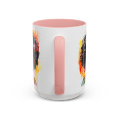 Drippin' in Color Accent Coffee Mug - Colorful Afro Art for Coffee Lovers