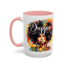 Drippin' in Color Accent Coffee Mug - Colorful Afro Art for Coffee Lovers