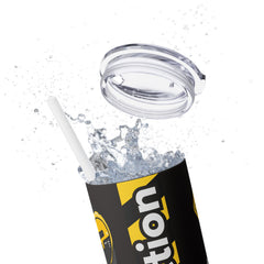 Construction Themed Skinny Tumbler with Straw - Perfect for Builders & DIY Enthusiasts