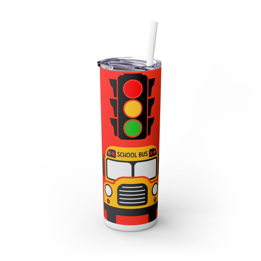 School Bus Driver Skinny Tumbler with Straw - 20oz Travel Mug for Bus Drivers