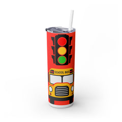 School Bus Driver Skinny Tumbler with Straw - 20oz Travel Mug for Bus Drivers