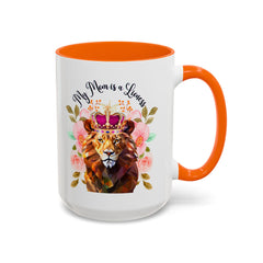 Mom's Lioness Accent Coffee Mug - Floral Design, Mother's Day Gift, 11oz & 15oz