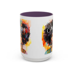Drippin' in Color Accent Coffee Mug - Colorful Afro Art for Coffee Lovers