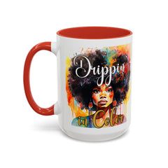 Drippin' in Color Accent Coffee Mug - Colorful Afro Art for Coffee Lovers