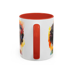Drippin' in Color Accent Coffee Mug - Colorful Afro Art for Coffee Lovers