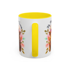 Mom's Lioness Accent Coffee Mug - Floral Design, Mother's Day Gift, 11oz & 15oz