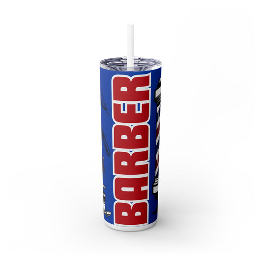 Barber-Themed 20oz Skinny Tumbler with Straw