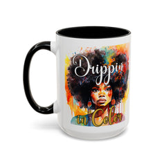 Drippin' in Color Accent Coffee Mug - Colorful Afro Art for Coffee Lovers