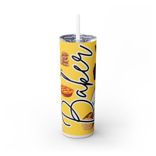 Baker's Skinny Tumbler with Straw - 20oz - Perfect Gift for Baking Enthusiasts