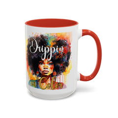 Drippin' in Color Accent Coffee Mug - Colorful Afro Art for Coffee Lovers