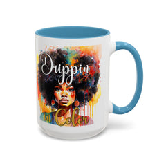 Drippin' in Color Accent Coffee Mug - Colorful Afro Art for Coffee Lovers