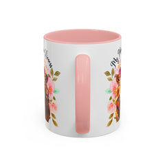 Mom's Lioness Accent Coffee Mug - Floral Design, Mother's Day Gift, 11oz & 15oz