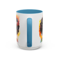 Drippin' in Color Accent Coffee Mug - Colorful Afro Art for Coffee Lovers