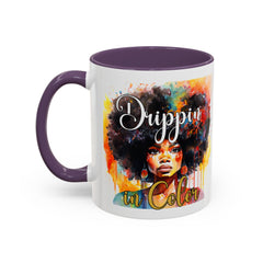 Drippin' in Color Accent Coffee Mug - Colorful Afro Art for Coffee Lovers