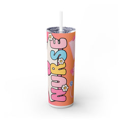 Nurse-Themed Skinny Tumbler with Straw