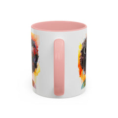 Drippin' in Color Accent Coffee Mug - Colorful Afro Art for Coffee Lovers