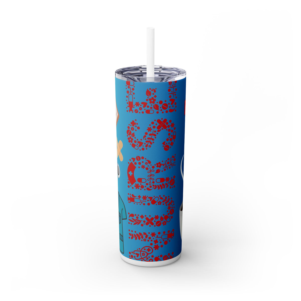 Medical-Themed Skinny Tumbler with Straw, 20oz - Perfect Gift for Nurses and Healthcare Workers