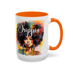 Drippin' in Color Accent Coffee Mug - Colorful Afro Art for Coffee Lovers