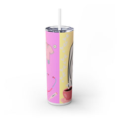 Nurse Appreciation Skinny Tumbler with Straw - 20oz Pink Design