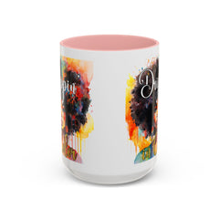 Drippin' in Color Accent Coffee Mug - Colorful Afro Art for Coffee Lovers