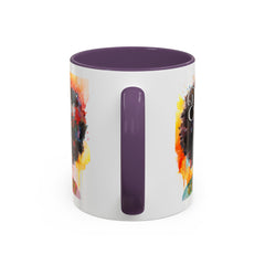 Drippin' in Color Accent Coffee Mug - Colorful Afro Art for Coffee Lovers