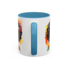 Drippin' in Color Accent Coffee Mug - Colorful Afro Art for Coffee Lovers