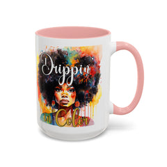 Drippin' in Color Accent Coffee Mug - Colorful Afro Art for Coffee Lovers