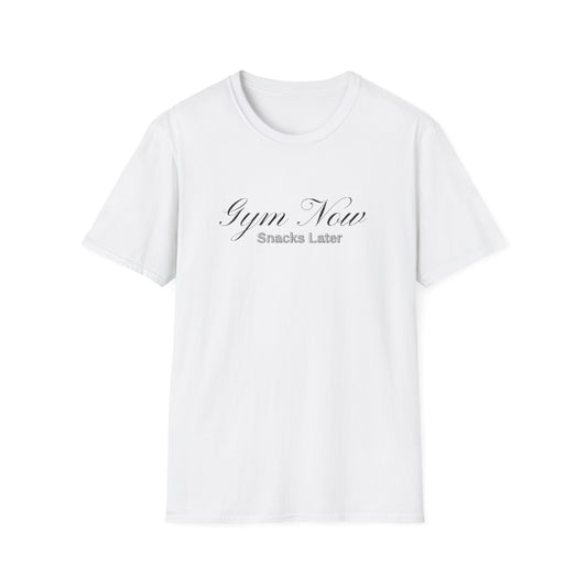 Gym Now Snacks Later T-Shirt - Fun Workout Tee for Fitness Lovers