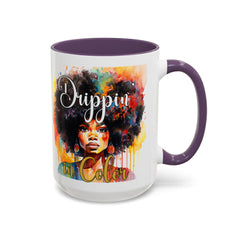 Drippin' in Color Accent Coffee Mug - Colorful Afro Art for Coffee Lovers