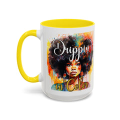 Drippin' in Color Accent Coffee Mug - Colorful Afro Art for Coffee Lovers