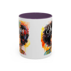 Drippin' in Color Accent Coffee Mug - Colorful Afro Art for Coffee Lovers