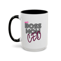 Boss Mom CEO Accent Coffee Mug - Stylish 11oz & 15oz Ceramic Cup for Empowered Women