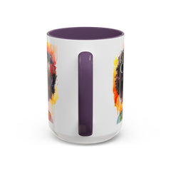 Drippin' in Color Accent Coffee Mug - Colorful Afro Art for Coffee Lovers