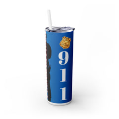 Police Officer Slim Tumbler with Straw