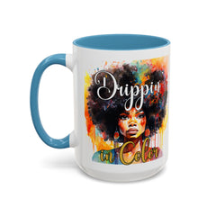 Drippin' in Color Accent Coffee Mug - Colorful Afro Art for Coffee Lovers