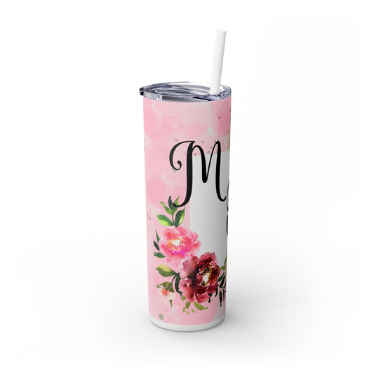 Stylish Floral Skinny Tumbler with Straw - Perfect Gift for Mom