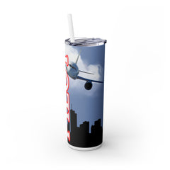 Pilot Themed Skinny Tumbler with Straw - 20oz Aviation Drinkware