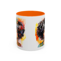 Drippin' in Color Accent Coffee Mug - Colorful Afro Art for Coffee Lovers