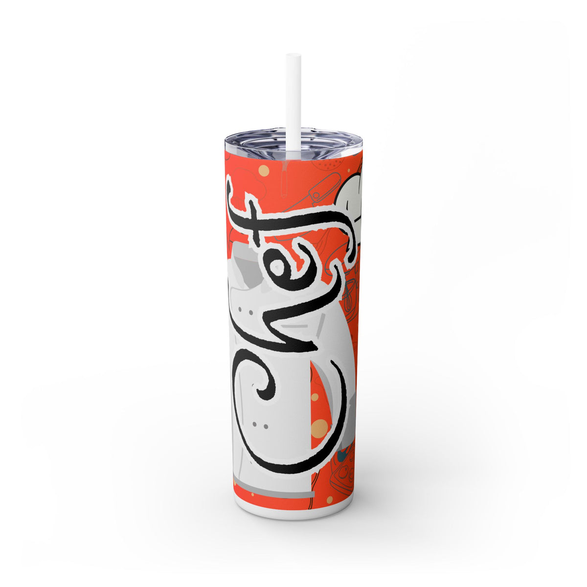 Chef Themed Skinny Tumbler with Straw, 20oz