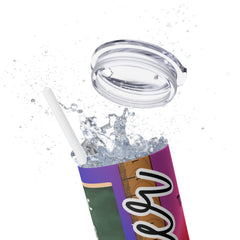 Colorful Teacher Skinny Tumbler with Straw - 20oz Personalized Gift for Educators