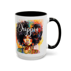Drippin' in Color Accent Coffee Mug - Colorful Afro Art for Coffee Lovers