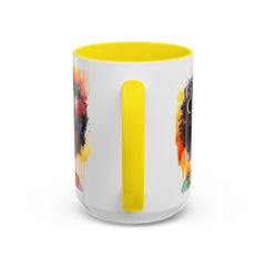 Drippin' in Color Accent Coffee Mug - Colorful Afro Art for Coffee Lovers