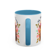 Mom's Lioness Accent Coffee Mug - Floral Design, Mother's Day Gift, 11oz & 15oz