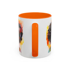 Drippin' in Color Accent Coffee Mug - Colorful Afro Art for Coffee Lovers