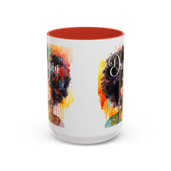 Drippin' in Color Accent Coffee Mug - Colorful Afro Art for Coffee Lovers