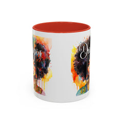 Drippin' in Color Accent Coffee Mug - Colorful Afro Art for Coffee Lovers