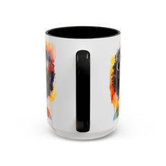 Drippin' in Color Accent Coffee Mug - Colorful Afro Art for Coffee Lovers